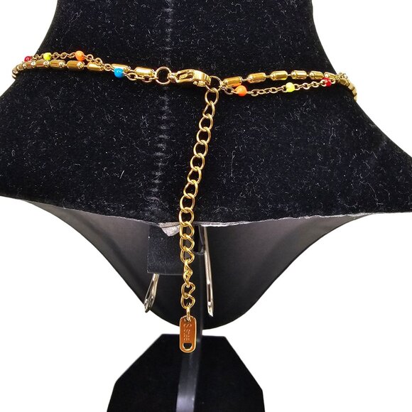 Coastal Charm Layered Necklace‎ 18K Gold Plated Stainless Steel Colorful Charms - Picture 4 of 5